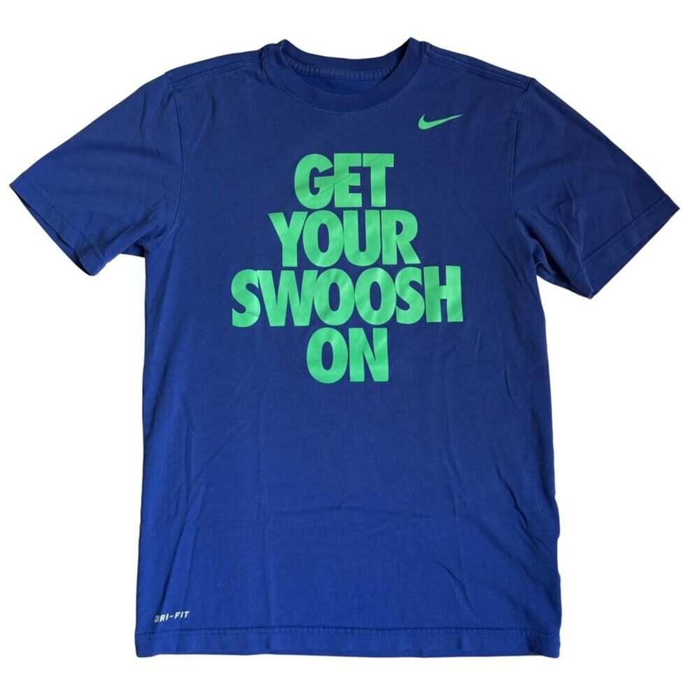 Nike Mens "Get Your Swoosh On" Blue Short Sleeve Dri-Fit T-Shirt - Size Small
